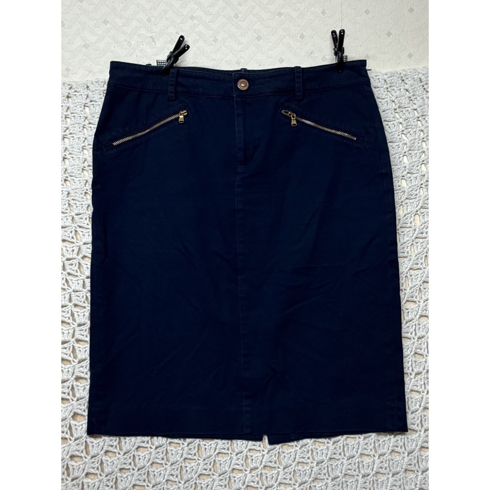 Ralph Lauren Pencil Skirt Womens 4 Navy Blue Knee Length Straight Classic Casual
